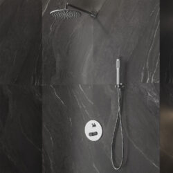 Σετ μπαταρίας εντοιχισμού ντους JOAN Marmo Nero 24668-MN-SET KARAG