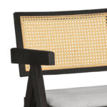 Πολυθρόνα Winslow pakoworld ξύλο rubberwood μαύρο-pvc rattan φυσικό-ύφασμα γκρι - Image 2