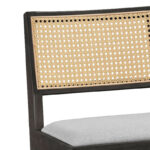 Σκαμπό bar Winslow pakoworld ξύλο rubberwood μαύρο-pvc rattan φυσικό-ύφασμα γκρι 44.5x46x98εκ - Image 2