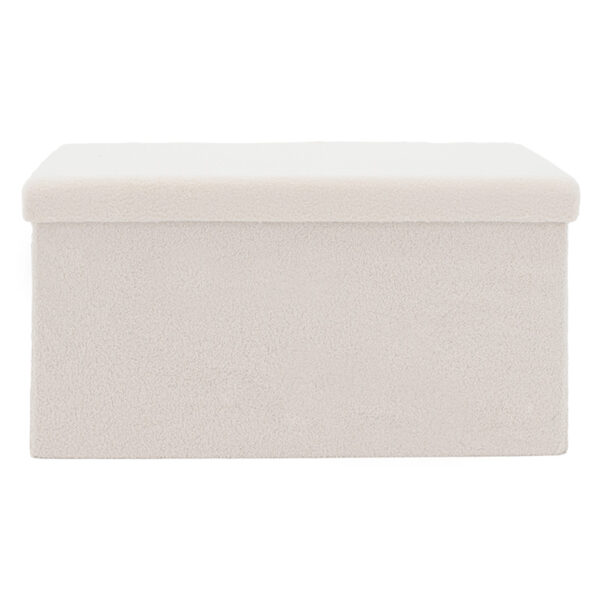 Σκαμπό-μπαούλο Forward pakoworld ύφασμα μπουκλέ ivory 76.5x38x37.5εκ - Image 2