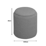 Σκαμπό-μπαούλο Batur pakoworld μπουκλέ ύφασμα σε χακί απόχρωση Φ34x38εκ - Image 3