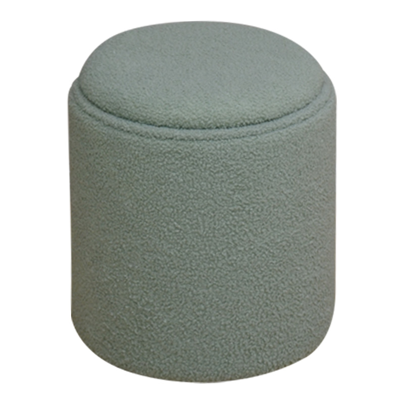 257-000036 Σκαμπό-μπαούλο Batur pakoworld μπουκλέ ύφασμα σε χακί απόχρωση Φ34x38εκ