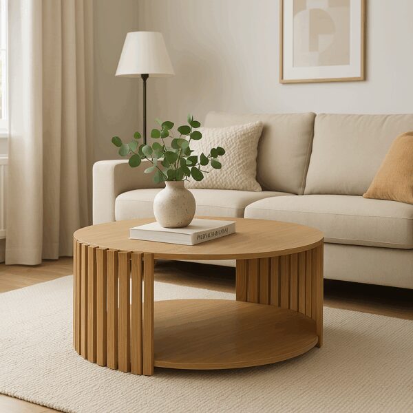 Τραπέζι σαλονιού Heavenly pakoworld MDF φυσικό Φ83x38εκ - Image 2