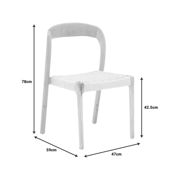 Καρέκλα Tavrine pakoworld σχοινί-rubberwood σε φυσική απόχρωση 47x59x78εκ - Image 8