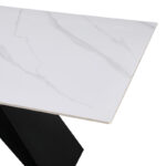Τραπέζι Meja pakoworld Sintered stone λευκό με μεταλλικά πόδια σε μαύρη απόχρωση 180x90x76εκ - Image 4