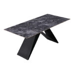 Τραπέζι Meja pakoworld Sintered stone μαύρο με μεταλλικά πόδια σε μαύρη απόχρωση 180x90x76εκ - Image 3