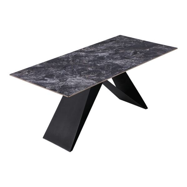 Τραπέζι Meja pakoworld Sintered stone μαύρο με μεταλλικά πόδια σε μαύρη απόχρωση 180x90x76εκ - Image 3