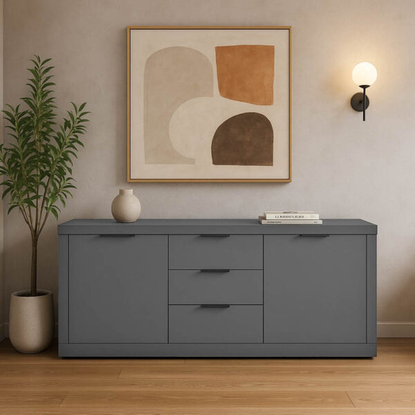 Μπουφές Doha pakoworld σε ανθρακί απόχρωση 180x45x80.5εκ - Image 2