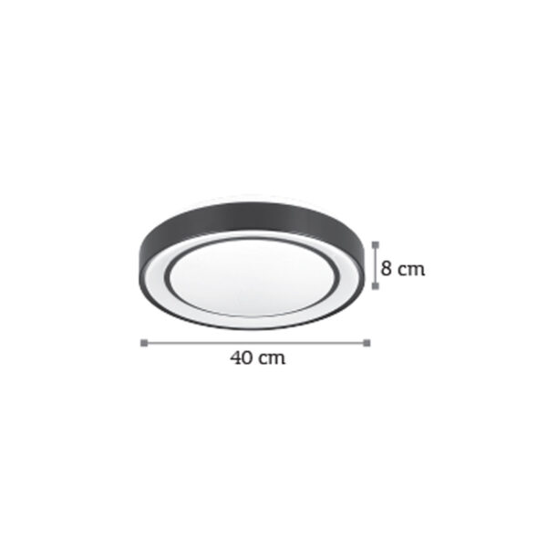 InLight Πλαφονιέρα οροφής LED 27W 3CCT από μαύρο μέταλλο και ακρυλικό D:40cm (42179-Β) - Image 3