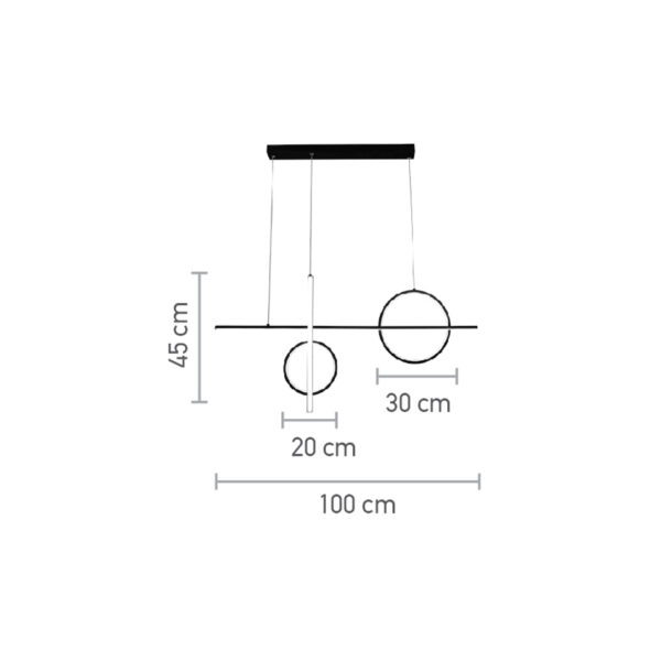 InLight Κρεμαστό φωτιστικό LED 55W 3CCT (by switch) σε μαύρη απόχρωση D:100cm (6043) - Image 2