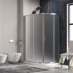 Καμπίνα ασύμμετρη ημικυκλική με σατινέ κρύσταλλο FLORA 650 Cromo KARAG 80x100x190cm