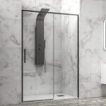 Καμπίνα από τοίχο σε τοίχο με διάφανο κρύσταλλο LEA 400 Black KARAG 120x200cm