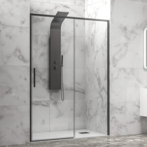 Καμπίνα από τοίχο σε τοίχο με διάφανο κρύσταλλο LEA 400 Black KARAG 140x200cm