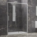 Καμπίνα από τοίχο σε τοίχο με διάφανο κρύσταλλο LEA 400 White KARAG 150x200cm