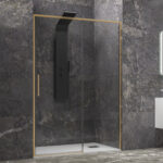 Καμπίνα από τοίχο σε τοίχο με διάφανο κρύσταλλο LEA 400 Gold KARAG 150x200cm