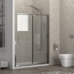 Καμπίνα από τοίχο σε τοίχο με διάφανο κρύσταλλο NEW FLORA 500 Cromo KARAG 130x180cm