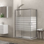 Καμπίνα ορθογώνια με σεριγραφάτο κρύσταλλο NEW FLORA 100 Cromo KARAG 80x90x180cm