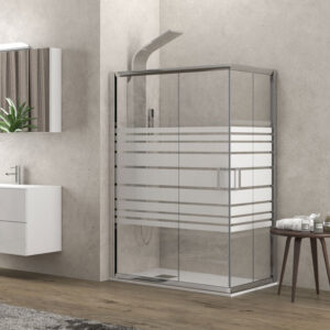 Καμπίνα ορθογώνια με σεριγραφάτο κρύσταλλο NEW FLORA 100 Cromo KARAG 80x90x180cm
