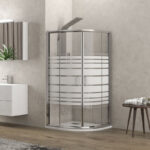 Καμπίνα ημικυκλική με σεριγραφάτο κρύσταλλο NEW FLORA 200 Cromo KARAG 80x80x180cm