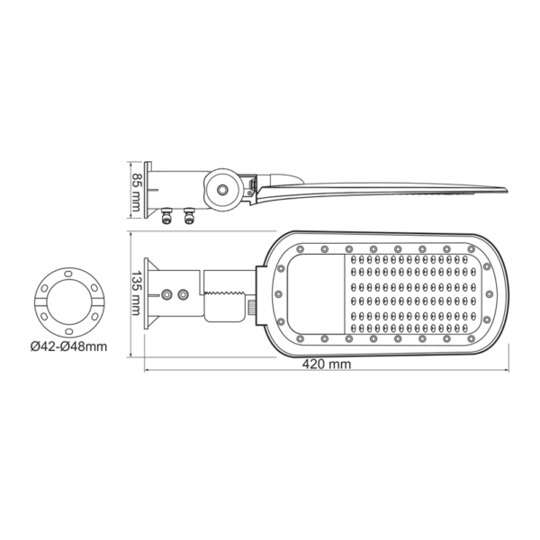 LED STREET LUMINAIRE 20W 2800LM 4000K 140x90˚ CLASS I 230V AC IP66 - Image 3