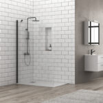 Σταθερό διαχωριστικό ντουζιέρας με διάφανο κρύσταλλο S 28F ALTO Black KARAG 65x200cm