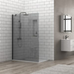 Σταθερό διαχωριστικό ντουζιέρας με fume κρύσταλλο S 28F ALTO Black KARAG 75x200cm