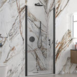 Καμπίνα από τοίχο σε τοίχο με διάφανο κρύσταλλο S 28 ALTO PORTA Black KARAG 80x200cm