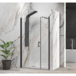 Καμπίνα από τοίχο σε τοίχο με διάφανο κρύσταλλο S 5 ALTO Black KARAG 100x200cm (σταθερό 20cm)