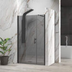 Καμπίνα από τοίχο σε τοίχο με fume κρύσταλλο S 5 ALTO Black KARAG 145x200cm (σταθερό 80cm)