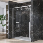 Καμπίνα από τοίχο σε τοίχο με διάφανο κρύσταλλο SANTORINI 400 White KARAG 130x200cm