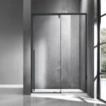 Καμπίνα από τοίχο σε τοίχο με διάφανο κρύσταλλο SANTORINI 400 Black KARAG 130x200cm