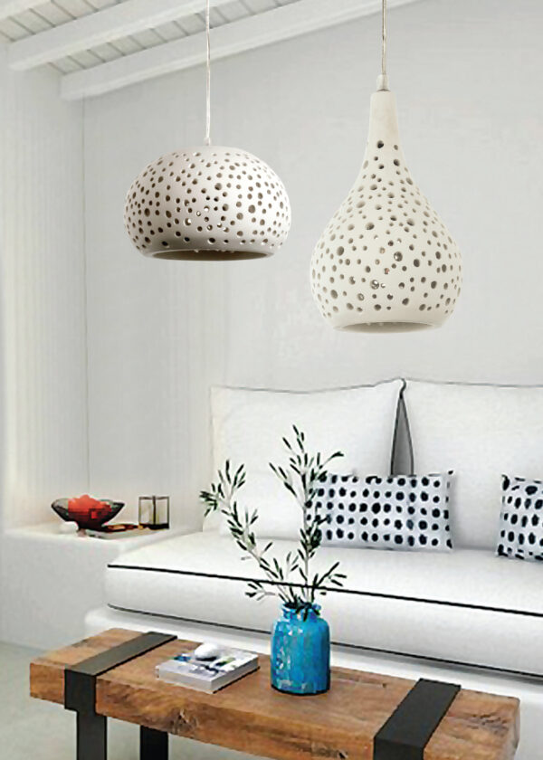 InLight Κρεμαστό φωτιστικό λευκό από γύψο 1XE27 D:28cm (4472) - Image 4