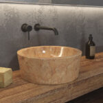 Νιπτήρας επικαθήμενος πέτρινος TIMUR Rosso KARAG Ø40x15cm