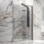 Καμπίνα από τοίχο σε τοίχο με διάφανο κρύσταλλο TINOS 400 Black KARAG 120x200cm