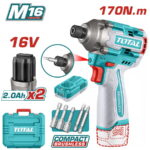 TOTAL ΕΠΑΓΓ. ΠΑΛΜΙΚΟ ΚΑΤΣΑΒΙΔΙ ΜΠΑΤ. Li-ion 16V / 2Ah / 170Nm / 2 ΜΠΑΤ (TIRLI16178E)