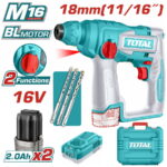 TOTAL ΕΠΑΓΓ. ΠΝΕΥΜΑΤΙΚΟ ΠΙΣΤΟΛΕΤΟ SDS-PLUS ΜΠΑΤ. Li-ion 16V / 2Ah / 2 ΜΠΑΤ (TRHLI16168)