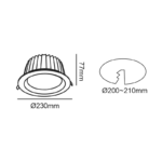 LED ΛΕΥΚΟ ΧΩΝΕΥΤΟ ΦΩΤΙΣΤΙΚΟ 40W 6500K 5000Lm 100° 230V AC Ra80 Φ230*77MM 5YRS - Image 2