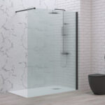 Σταθερό διαχωριστικό ντουζιέρας με flute κρύσταλλο WALKIN 1 Black KARAG 100x200cm