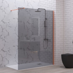 Σταθερό διαχωριστικό ντουζιέρας με fume κρύσταλλο WALKIN 1 Rose Gold KARAG 100x200cm