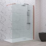 Σταθερό διαχωριστικό ντουζιέρας με flute κρύσταλλο WALKIN 1 Rose Gold KARAG 120x200cm