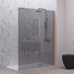 Σταθερό διαχωριστικό ντουζιέρας με fume κρύσταλλο WALKIN 1 Rose Gold KARAG 80x200cm