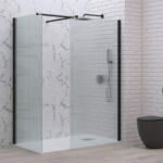 Σταθερά διαχωριστικά ντουζιέρας με flute κρύσταλλο WALKIN 2 Black KARAG 120x200cm