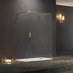 Σταθερό διαχωριστικό ντουζιέρας με διάφανο κρύσταλλο WALKIN 3 Gold KARAG 148x200cm