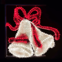 DOUBLE BELLS WITH BOW 468LED ΕΠΙΣΤΗΛ ΣΧΕΔ 13m ΜΟΝΟΚ ΦΩΤΟΣ ΚΟΚΚΙΝ & ΛΕΥΚ ΣΤΑΘ IP65 80x80 cm 1