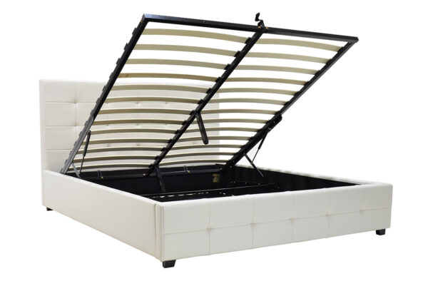 Κρεβάτι Roi pakoworld 160x200 PU λευκό ματ + αποθηκευτικό χώρο - Image 3