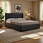 Κρεβάτι Roi pakoworld 160x200 PU μαύρο ματ + αποθηκευτικό χώρο - Image 2