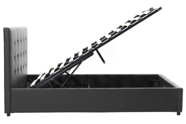 Κρεβάτι Roi pakoworld 160x200 PU μαύρο ματ + αποθηκευτικό χώρο - Image 6