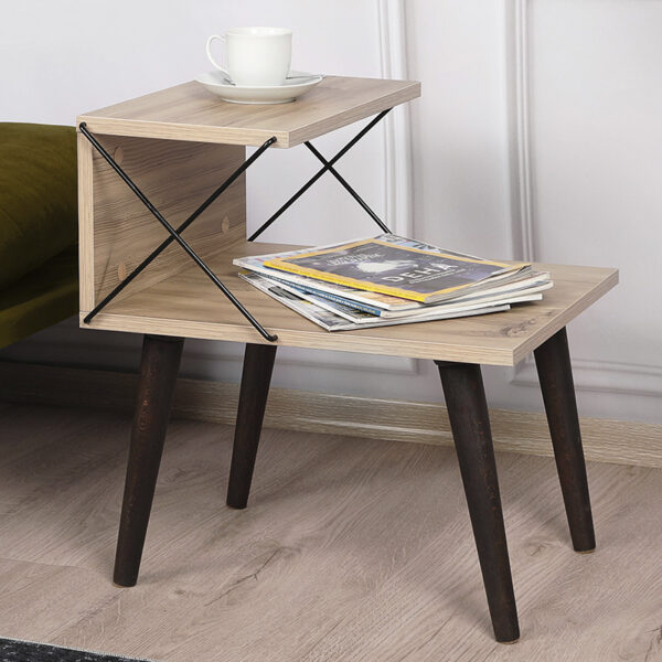 Βοηθητικό τραπέζι-κομοδίνο Gather pakoworld sonoma-καρυδί 50x40x55εκ - Image 2