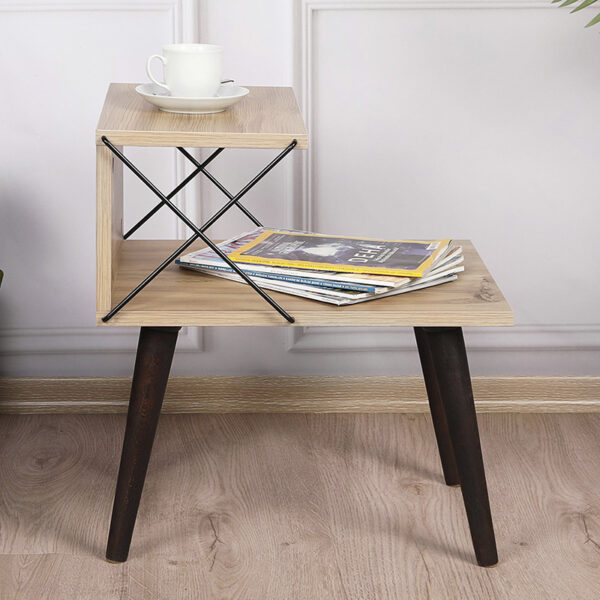 Βοηθητικό τραπέζι-κομοδίνο Gather pakoworld sonoma-καρυδί 50x40x55εκ - Image 3