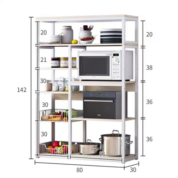 Ραφιέρα επιδαπέδια Leena pakoworld μέταλλο dark oak-μαύρο 80x30x142εκ - Image 3